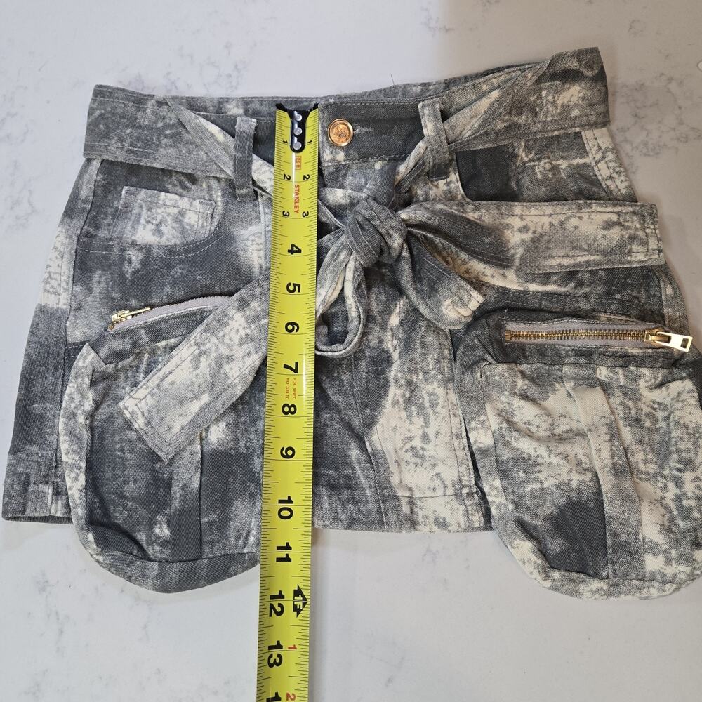 Madonna & Co Festival Utility mini skirt Belt Pocket Belt Gray Acid Wash‎ Boho - Picture 2 of 11